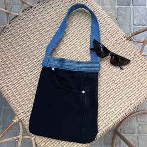 UPCYCLED DENIM BAG / The Audrey Mixed Denim Shoulder Bag