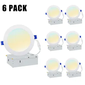 SEURON 6Inch wafer lights Dimmable Ultra-Thin Recessed Ceiling Light downlights living room LED Ceiling Lights Ultra-Thin Recessed Retrofits Kit 5CCT (2700K,3000K,3500K,4000K,5000K) Selectable 12W 1050Lumen 110-130V Home Decoration Lamp