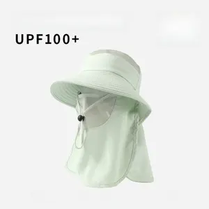 Women's Summer Big Brim Fisherman Sunscreen Hat - Breathable Quick-Drying, Neck Protection Shield, Outdoor Ponytail Hats for Women