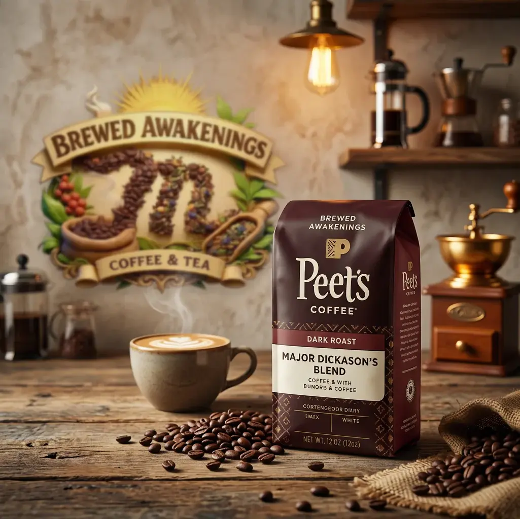 Major Dickerson Certified Org. Organic Dark Roast Ground Coffee Bean Beverage, 18oz, Bold Earthy Flavor for Brewed Awakenings