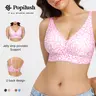 Popilush Cooling Bra Seamless Wireless Leopard Print Jelly Bra - Adjustable strapless V-neck one-piece molded cup bra, comfortable and supportive Minimalist Fit Womenswear