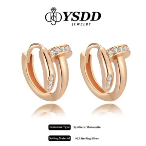 【8.14 TAKE ME HOME】Spiral Nail Huggie vvs Synthetic Moissanite Earrings in 925 Sterling Silver Dainty Lightweight Hoops