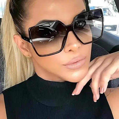 Women's Square Frame Sunglasses, Square Framed Sunglasses, Trendy Casual Oversized Frame Sunglasses for Everyday Use, Fashion Accessories for Outdoor Activities, Sun Protective Eyewear, Trendy Shades, Summer Sunglasses