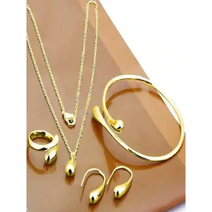 Summer Elegant Fashion Jewelry Set Include Bangle & Pendant Necklace & Ring & Earrings, Trendy All-match & Exquisite Jewelry for Party, Daily Clothing Decor