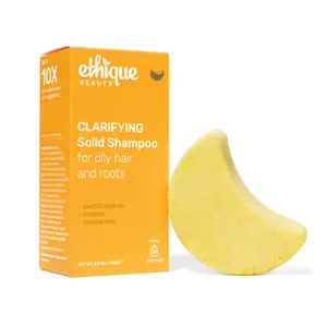 Ethique Clarifying Shampoo Bar - For Oily Hair and Roots - Castor Seed Oil, Ginseng, Orange Peel
