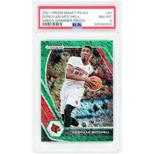 Donovan Mitchell University of Louisville 2021 Panini Prizm Draft Picks Green Shimmer Prizm #81 #1/5 PSA Authenticated 8 Card