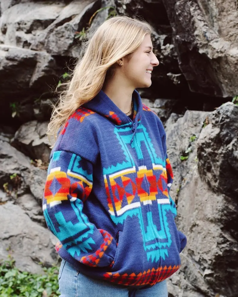 Native Southwestern Wool Jacket Southwest Jacket Native American Style Coat