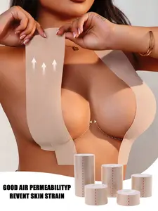 1 Roll  of  invisible elasticity-enhancing bra tape+20 pieces of disposable breast pads, suitable for A-G Cup