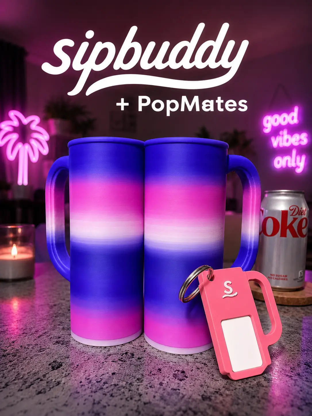 SipBuddy Can Holder + PopMates Tab Opener Bundle | Fits 12oz, Slim & 16oz Can