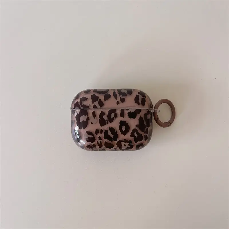 imd earphone case -translucent brown leopard print