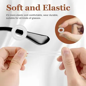 Anti-slip eyeglass ear straps, 4 pairs in a set, silicone eyeglass ear hooks and circular fasteners