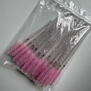 Disposable Eyelash Brush, 20pcs/set Crystal Handle Eyelash Spoolie Brush, Portable Eyelash Brush, Professional Makeup Tools for Women