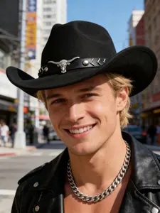 1 Piece  Western Cowboy Hat for Women & Men - Western Cowboy Outfits for Outdoors, Campfire Party, Bars, Bachelor Parties, Cosplay - Wide Brim Cowgirl Hat with Bling for Halloween,Thanksgiving Day, Christmas，Valentine Day- Fedora Hat for Winter