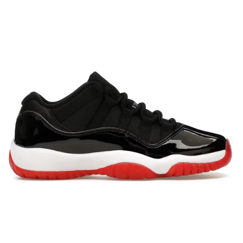 Air Jordan 11 Retro Low Bred GS Kids Basketball Shoes - Brand New Unisex Black/Red Grade School Low Top Athletic Sports Shoes, All Seasons Iconic Retro Lifestyle Footwear (FV5121-006)