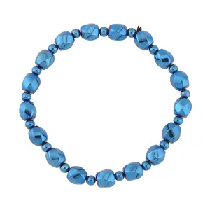 Hematite Beaded Plated Stretch Bracelet for Women Jewelry Birthday Christmas Gifts