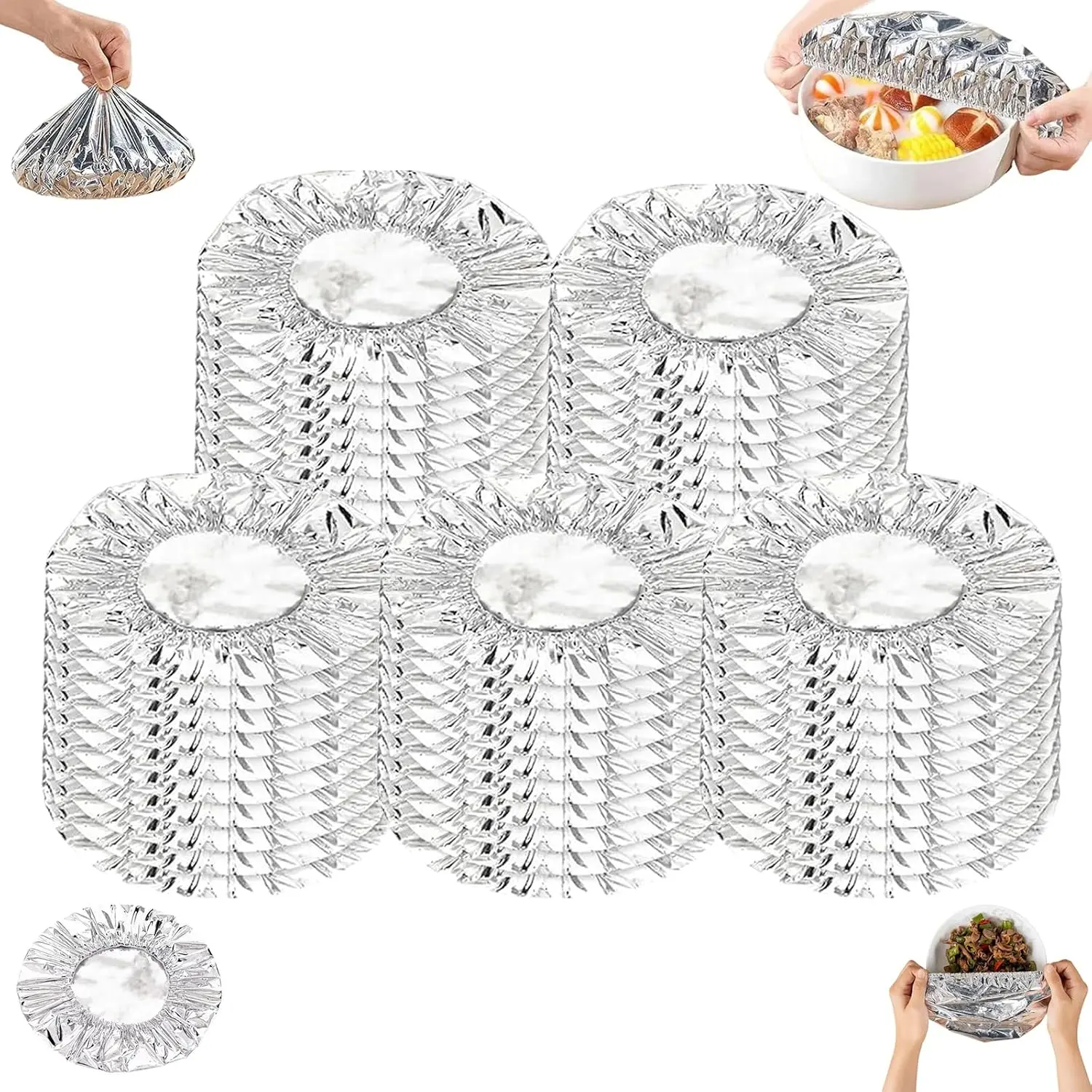 Reusable Aluminum Foil Food Cover Set, 40pcs Heat-Resistant Kitchen Cover, Heat Preservation, Fruit Freshness Bag, Durable, Multi-Functional, Suitable for Cooking, Food Storage, Trave