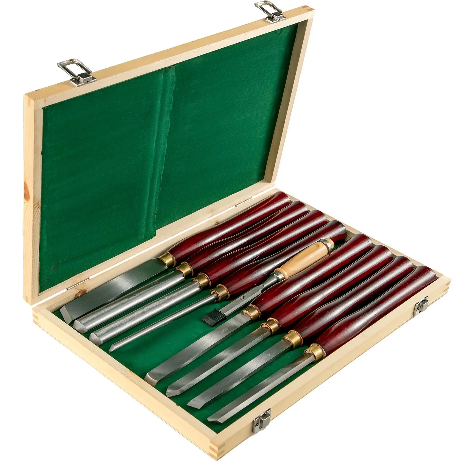 【Spotlight Day】VEVOR 8-Piece Wood Lathe Chisel Kit, HSS Steel Blades, Woodworking Turning Tools with Wooden Storage Case, Ideal for Wood, Root, and Furniture Carving - Red