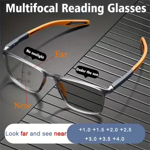 Photochromic Multifocal Anti-blue Light Reading Glasses Men Women Ultralight TR90 Sport Presbyopia Eyeglasses Far Sight To +4.0