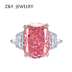 New S925 Sterling Silver Women's Ring Deluxe Padparadscha 11*15 [F0002]