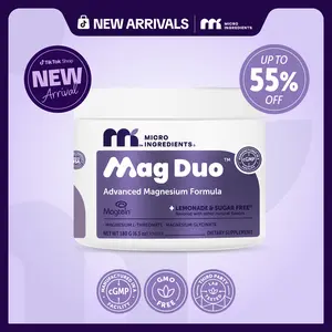 Micro Ingredients Mag Duo Magnesium L-Threonate (Magtein) with Glycinate 180g Powder, Lemonade Flavors, No Sugar, No Fillers, Non-GMO, No Gluten