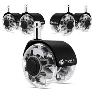 2 Inch Office Chair Caster Wheels (Set of 5) - Heavy-Duty Smooth Rolling Safe for All Floors Silent and Durable Replacement for Home and Office Chairs