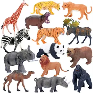 Safari Animals Figures Toys, Realistic Jumbo Wild Zoo Animal Figurines Plastic African Jungle Animals Playset for Kids Toddlers, 14 Piece Gift Set