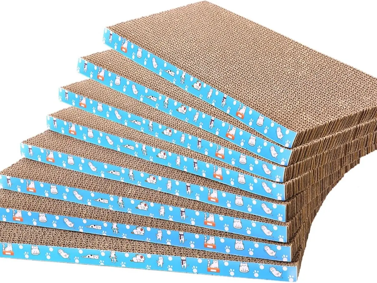 8 Packs in 1 Cat Scratch Pad, Cat Scratcher Cardboard,Reversible,Durable Recyclable Cardboard, Premium Scratch, Suitable for Cats to Rest, Grind Claws and Play (0.8" H(8 Packs))