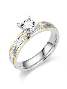 Stainless Steel Couple Rings, Fashion Style, Trendy Jewelry, Sandblasted Inlaid Wedding Bands, Valentine's Day Gift, Mother's Day Present, Wedding Promise Rings