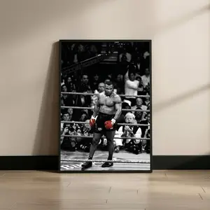 Mike Tyson Wall Art Print, Boxing Poster, Black and White Sports Decor, Red Gloves Poster, Man Cave Gym Office Wall Art ( Unframed - Print Only )
