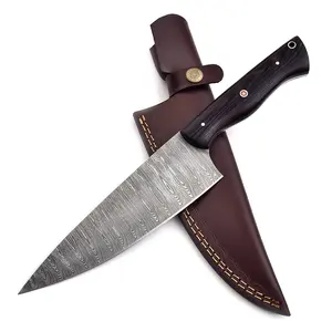 Professional chef knife, Handmade Damascus Chef Knife with Sheath, peeling knife – 7 Inch Blade, Chef Knife with Wenge Wood Handle