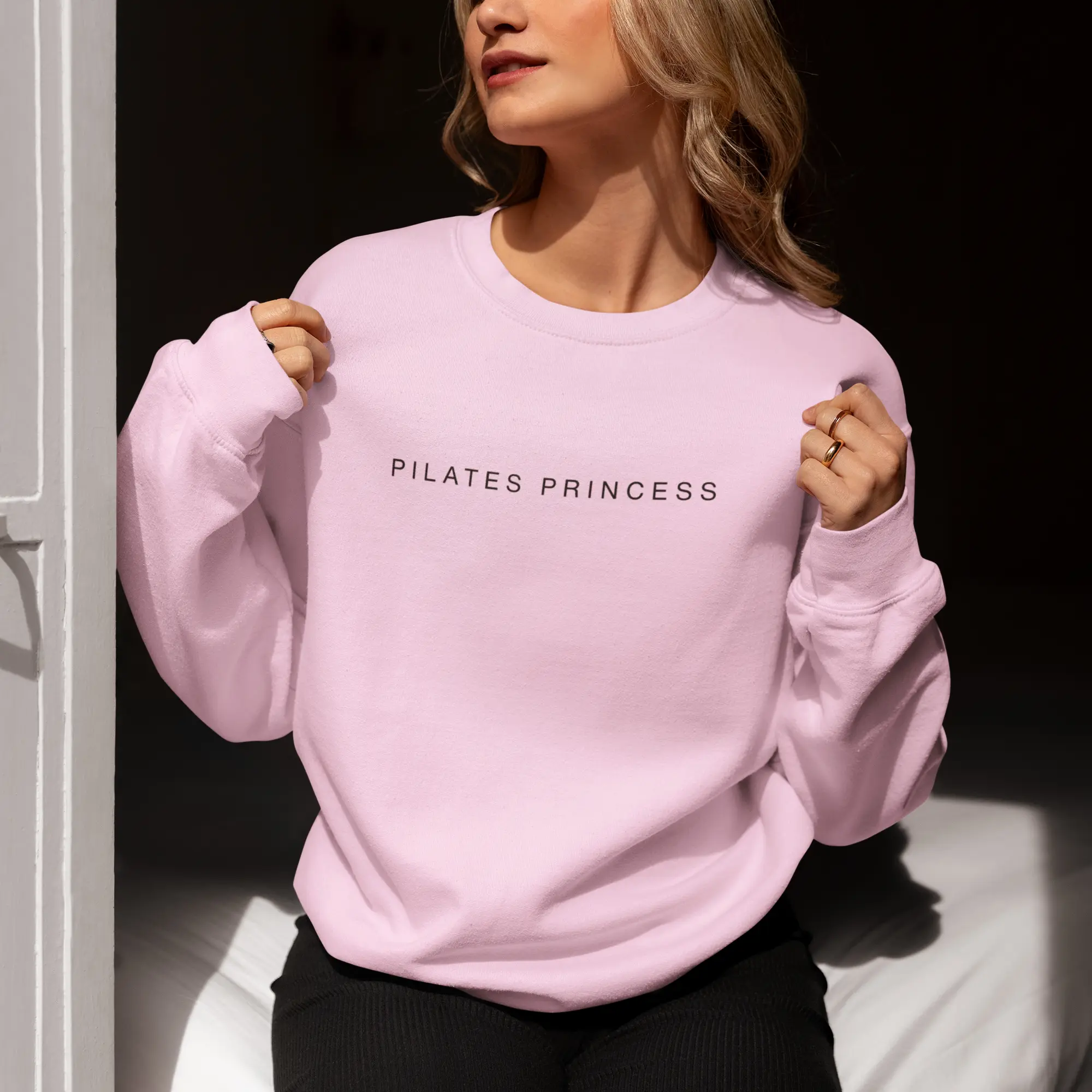 Pilates Princess Sweatshirt | Minimal Script Fitness Top | Women's Cute Gym Outftit