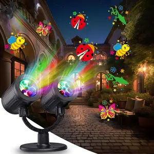 LED Projector Lights Indoor Outdoor Double Head Dynamic Wall Projector with Timer Waterproof Decor Light for Garden Yard Home Window Wall Decor