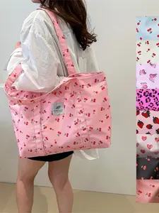 Simple Large Capacity Tote Bag, Daily Commute Shoulder Bag, Outdoor Shopping Handbag, Fruit Print, Casual Style, Strawberry Tote Bag, No Ca Prop 65