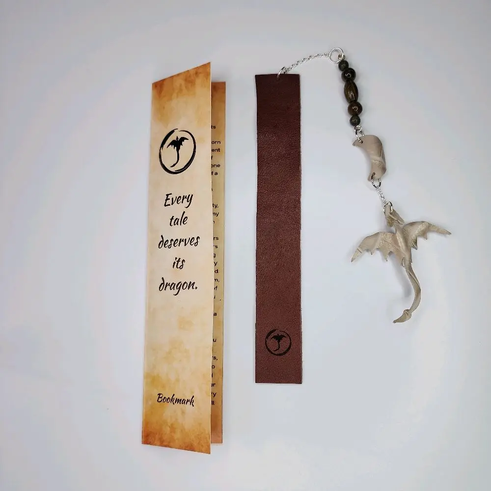 Sandstorm Leather Bookmark with Tigers eye and Dragons Blood Jasper Stones