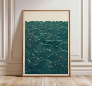 [SALE UP TO 50% + FREE SHIP] Japanese Ocean Wave Print, Minimalist Sea Wall Art, Zen Japandi Poster, Tranquil Water Artwork, Oriental Home Decor, Modern Calm Design poster