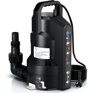 3/4HP 4500GPH Automatic Sump Pump with 6 Modes, Clean/Dirty Submersible Water Pump, Thermoplastic Water Removal Transfer Pump with 16FT Cord for Pools Basement Garden Pond, Black