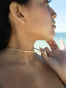 18K Gold PVD Stainless Steel Herringbone Chain Necklace