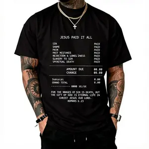 JESUS PAID IT ALL TEE - DISTRESSED LETTERING Cotton Shirt Classic Classic Menswear Top Casual Casual Tropical Tshirt Streetwear Crewneck