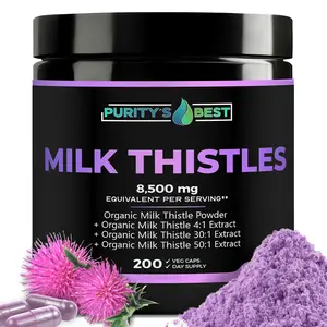 Purity’s Best MILK THISTLES MILK THISTLES SEED POWDER + 4x + 30x + 50x MILK THISTLE SEED EXTRACT, Total 8,500 Mg Equivalent Per Serving