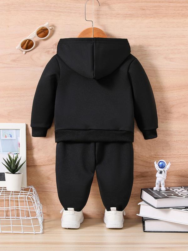 Newborn Baby Boy Girl Hoodie Set, Long Sleeve Cartoon Letter Print Romper Pants, Casual Fashion Infant Clothing for Daily Wear