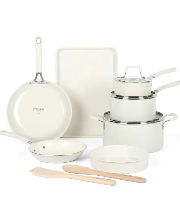 Martha Stewart Everyday Charlemont 12-Piece Linen Aluminum Cookware Set
