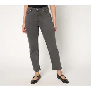 Denim & Co. Petite Black Easy Stretch '94 Fit Ankle Jean