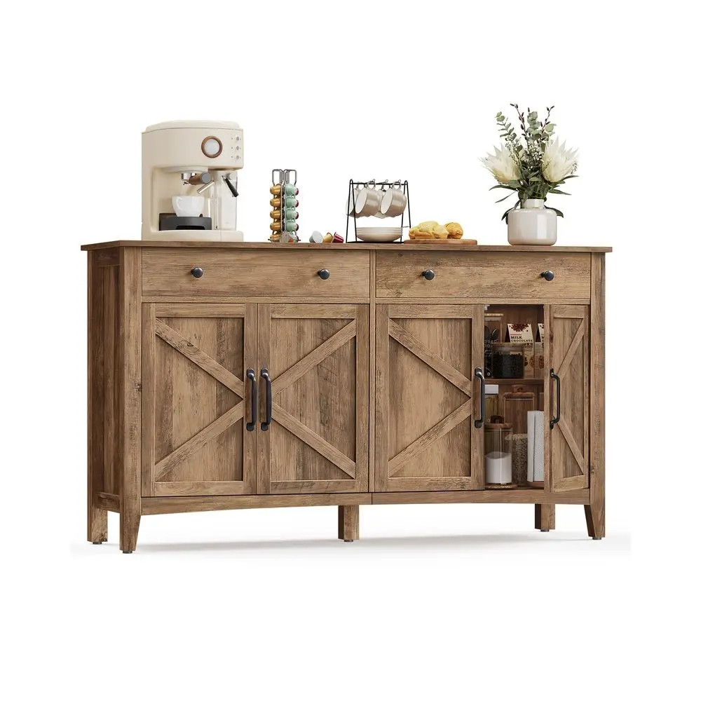 VASAGLE LIRY Collection Kitchen Buffet Cabinet - Modern Storage Unit, Farmhouse Home Decor Buffet Cupboards Sideboard, Coffee Bar Station with 2 Drawers, Drawer Dividers, Adjustable Shelves, Cable Holes