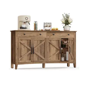 VASAGLE LIRY Collection - Buffet Cabinet, Coffee Bar Cabinet with 2 Drawers, Adjustable Shelves, Sideboard Storage with Cable Holes, Drawer Dividers