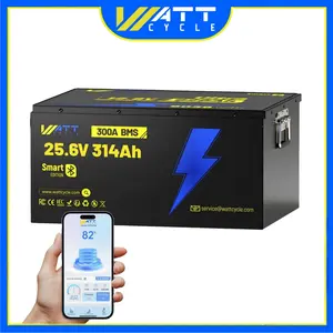 WattCycle 24V 314Ah Ultra Lithium Battery, Bluetooth 300A BMS, 10-Year Lifespan