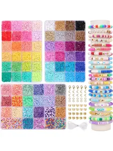 Boho Style 72 Colors Beaded Bracelet Kit, 1 Set Diy Jewelry Making Kit, Diy Jewelry Making Supplies for Women & Girls,  Handcraft, Bead Mix