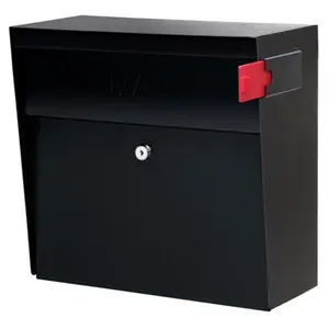 Metro Wall-Mount Locking Mailbox - Black Stainless Steel, Anti-Pry Lock, Contemporary Look, Easy Installation