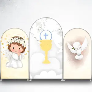 15-day 2D Flat Delivery White Dove with Olive Branch Arch Backdrop Cover for Baptism and Memorial Events