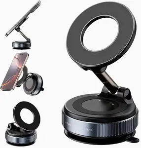 360 Degree Adjustable Vacuum Magnetic Phone Holder, Suction Cup Phone Mount for Magsafe, Portable Cell Phone Holder for car, Makeup/Gym/Mirror