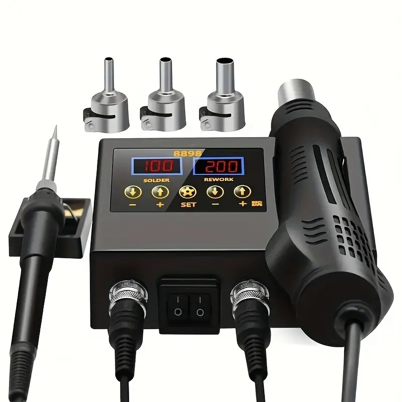2-in-1 Hot Air & Soldering Iron Station – Digital Display, for Electronics Repair